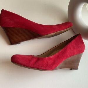 Naturalizer Red Suede Wedges